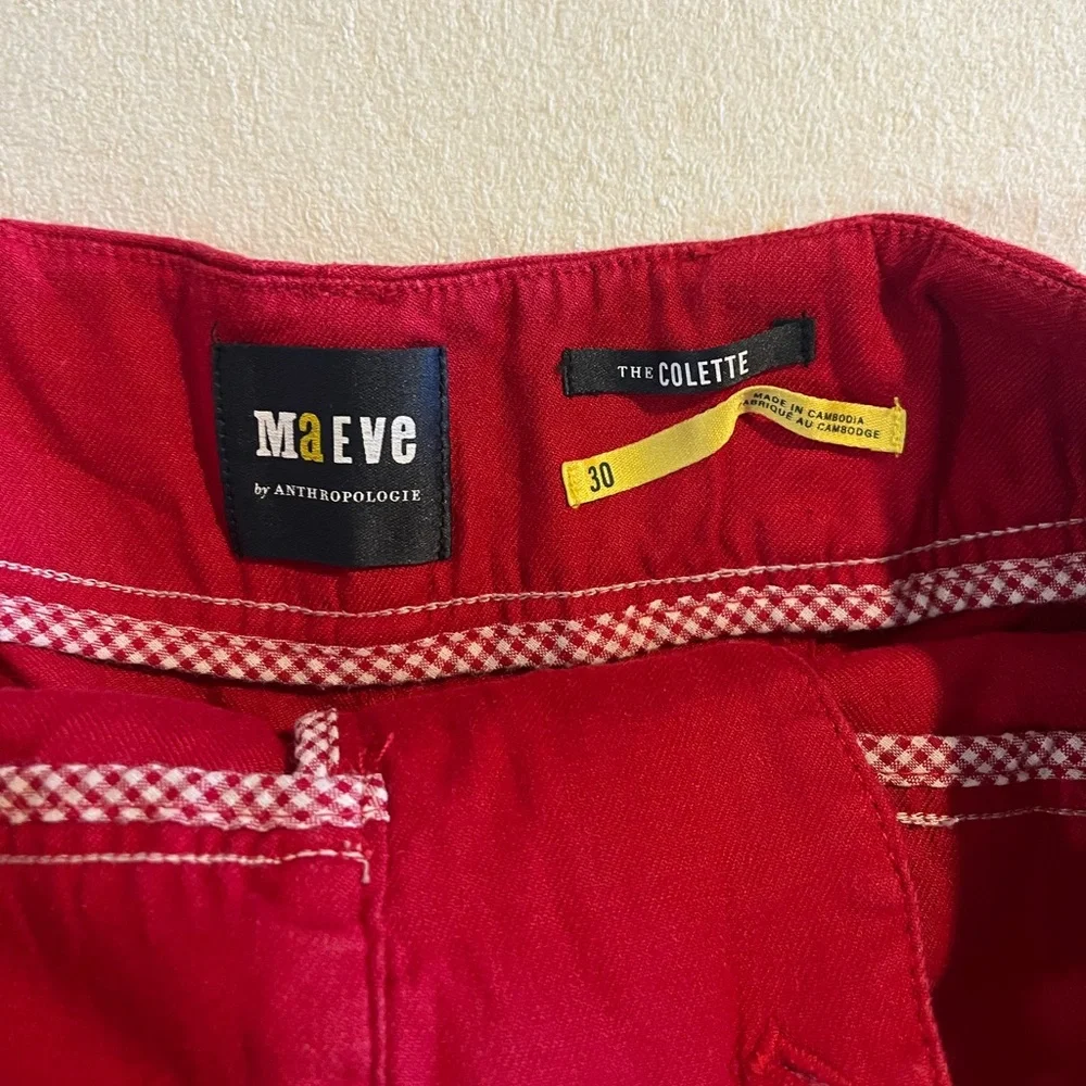 Maeve The Colette Linen Blend Short Red- Size 30 - Picture 6 of 6